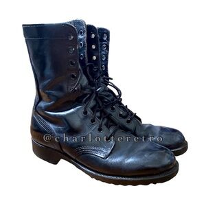 vtg Black Leather Combat Boot • PJ 9-79